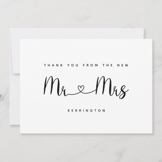 Zwart Wit Mr. & Mrs. Gold Chevron Patroon Wedding Bedankkaart (Voorkant)