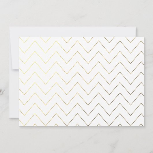 Zwart Wit Mr. & Mrs. Gold Chevron Patroon Wedding Bedankkaart (Achterkant)