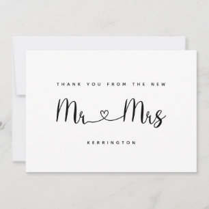 Zwart Wit Mr & Mrs Gouden Chevron Patroon Trouwen Bedankkaart