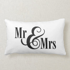 Zwart-wit "Mr & Mrs"-kussen, gepersonaliseerd Kussen