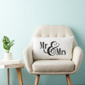 Zwart-wit "Mr & Mrs"-kussen, gepersonaliseerd Kussen (Stoel)