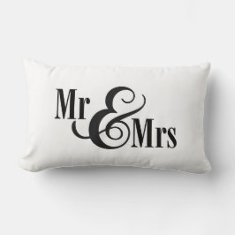 Zwart-wit "Mr & Mrs"-kussen, gepersonaliseerd Kussen