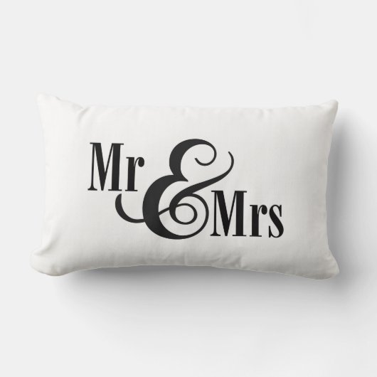 Zwart-wit "Mr & Mrs"-kussen, gepersonaliseerd Kussen (Voorkant)