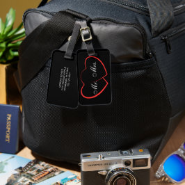 Zwart & Wit | Mr. Mrs. Modern Monogram Bagagelabel