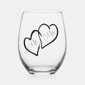 Zwart & Wit | Mr. Mrs. Modern Monogram Wedding Wijnglas Zonder Voet (Voorkant)