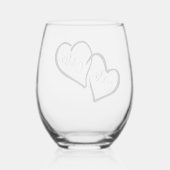 Zwart & Wit | Mr. Mrs. Modern Monogram Wedding Wijnglas Zonder Voet (Achterkant)