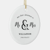Zwart-wit Mr & Mrs PHOTO 1 Kerstmis Keramisch Ornament (Rechts)