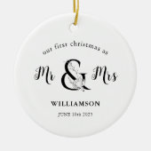 Zwart-wit Mr & Mrs PHOTO 1 Kerstmis Keramisch Ornament (Voorkant)