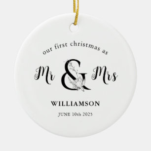 Zwart-wit Mr & Mrs PHOTO 1 Kerstmis Keramisch Ornament