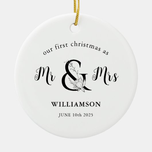 Zwart-wit Mr & Mrs PHOTO 1 Kerstmis Keramisch Ornament (Voorkant)