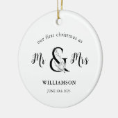 Zwart-wit Mr & Mrs PHOTO 1 Kerstmis Keramisch Ornament (Links)
