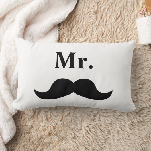 Zwart-wit Mr. Mustache Kussen (Deken)