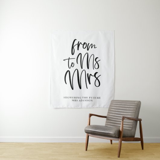 Zwart-wit MS aan Mrs Vrijgezellenfeest Achtergrond Wandkleed (In situ)