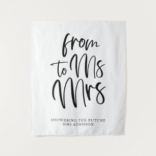 Zwart-wit MS aan Mrs Vrijgezellenfeest Achtergrond Wandkleed