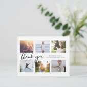 Zwart-wit Multi Photo Afstuderen Bedankt Briefkaart (Staand voorkant)