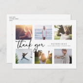 Zwart-wit Multi Photo Afstuderen Bedankt Briefkaart (Voorkant / Achterkant)