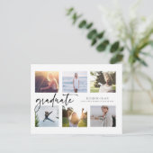 Zwart-wit Multi Photo Afstuderen Briefkaart (Staand voorkant)