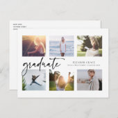 Zwart-wit Multi Photo Afstuderen Briefkaart (Voorkant / Achterkant)