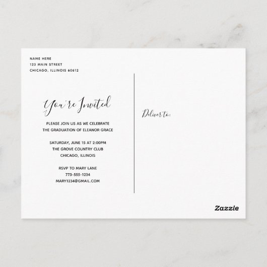 Zwart-wit Multi Photo Afstuderen Briefkaart (Achterkant)