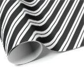 Zwart-wit Multi-Width Diagonale Streep Cadeaupapier (Rol Hoek)
