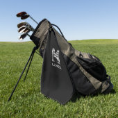 Zwart-wit multiline strepen monogram golfhanddoek (Groen)