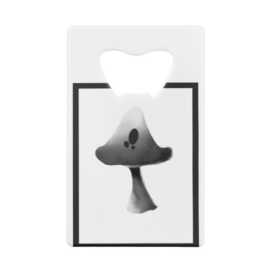 Zwart-wit Mushroom Illustratie Cartoon Creditkaart Flessenopener (Achterkant)