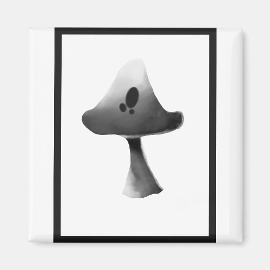 Zwart-wit Mushroom Illustratie Cartoon Magneet (Voorkant)