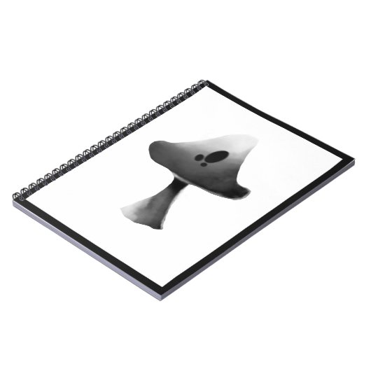 Zwart-wit Mushroom Illustratie Cartoon Notitieboek (Linkerzijde)