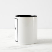 Zwart-wit Mushroom Illustratie Cartoon Tweekleurige Koffiemok (Center)