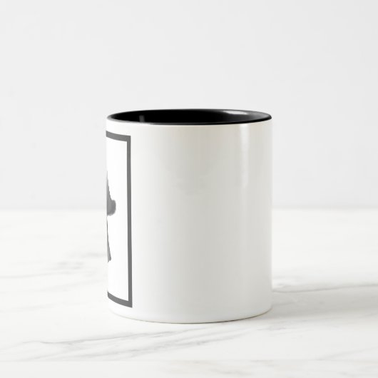 Zwart-wit Mushroom Illustratie Cartoon Tweekleurige Koffiemok (Center)