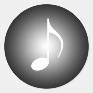 Zwart-wit Musical 8e noot Ronde Sticker