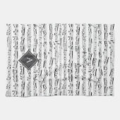 Zwart-wit Musical Notes Aangepaste Monogram Muziek Theedoek (Horizontaal)