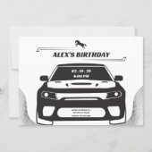 Zwart-wit Mustang Auto verjaardag Kaart (Voorkant)