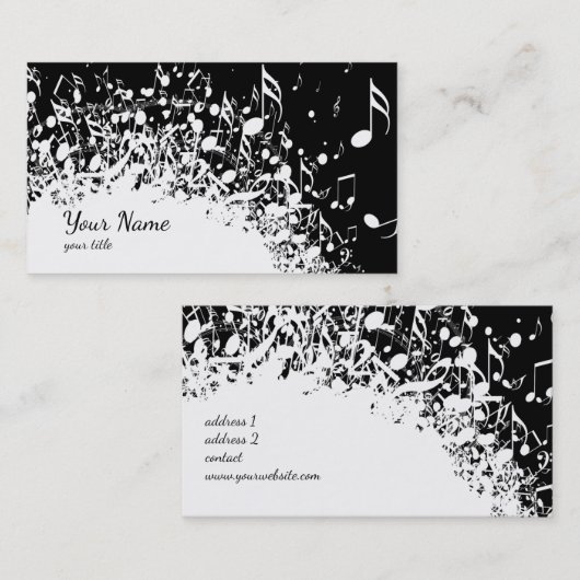 Zwart-wit muziek explosie ontwerp visitekaartje (Voorkant / Achterkant)