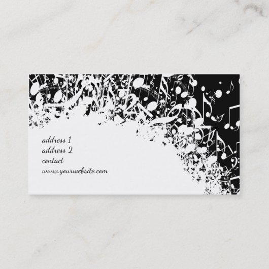 Zwart-wit muziek explosie ontwerp visitekaartje (Achterkant)