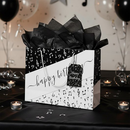 Zwart-wit muziek gepersonaliseerd groot cadeauzakje