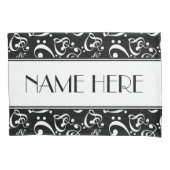 Zwart-wit muziek harten patroon kussensloop (Voorkant)