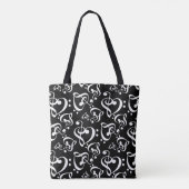 Zwart-wit muziek harten patroon tote bag (Achterkant)