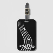Zwart-wit muziek melodie bagagelabel (Voorkant (verticaal))