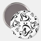 Zwart-wit Muziek Patroon Magneet (Voorkant / Achterkant)