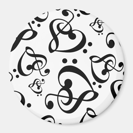 Zwart-wit Muziek Patroon Magneet (Voorkant)