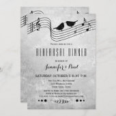 Zwart-wit muziek repetitie diner uitnodiging (Voorkant / Achterkant)