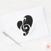 Zwart & Wit Muziek Symbool Een Hart Design Ronde Sticker (Envelop)