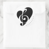 Zwart & Wit Muziek Symbool Een Hart Design Ronde Sticker (Tas)