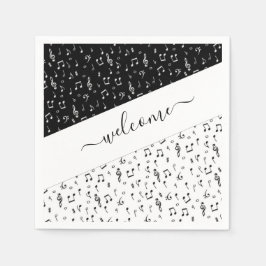 Zwart-wit muziek thema gepersonaliseerd  servet