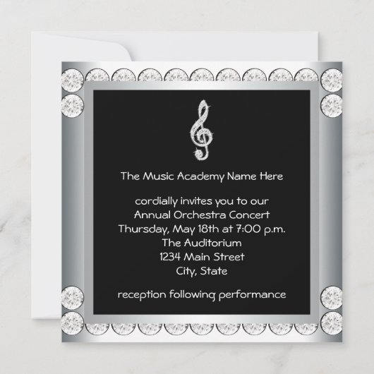 Zwart Wit Muziek Treble Clef Overweging Kaart (Achterkant)