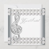 Zwart Wit Muziek Treble Clef Overweging Kaart (Voorkant)