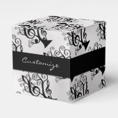 Zwart & Wit Muziek Treble Clef Tree Cube Box Bedankdoosjes (Voorkant Zijde)