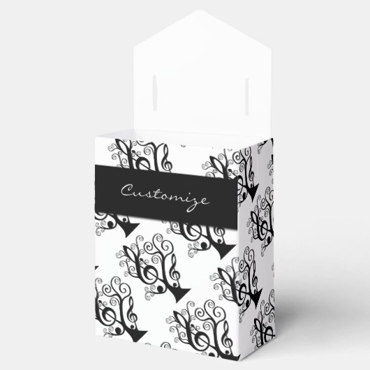 Zwart & Wit Muziek Treble Clef Tree Favor Box Bedankdoosjes (Geopend)