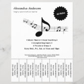 Zwart & Wit Muziekleraar Afscheur stroken Flyer (Voorkant)